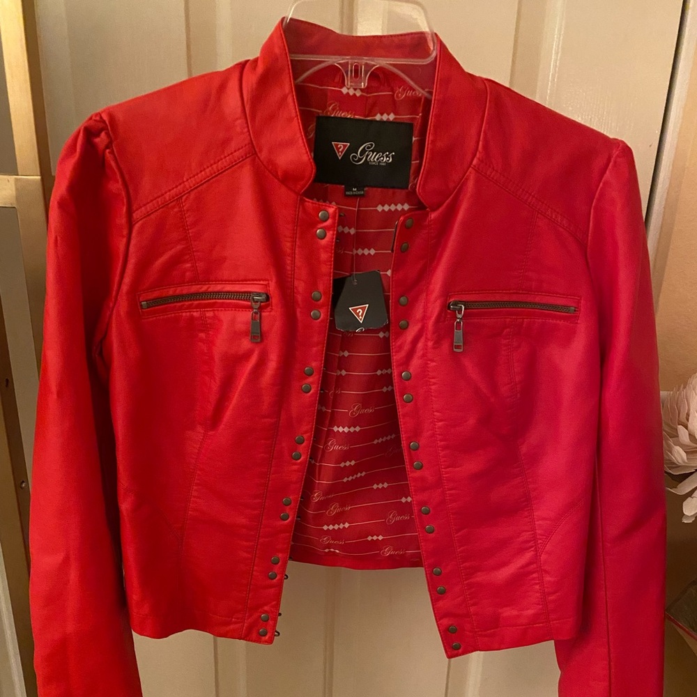 Guess Red Leather Jacket NWT-Medium